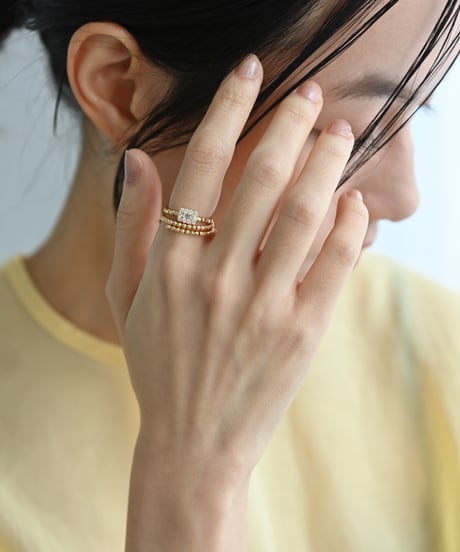 K18YG バケットカット ダイヤモンドストレッチリング