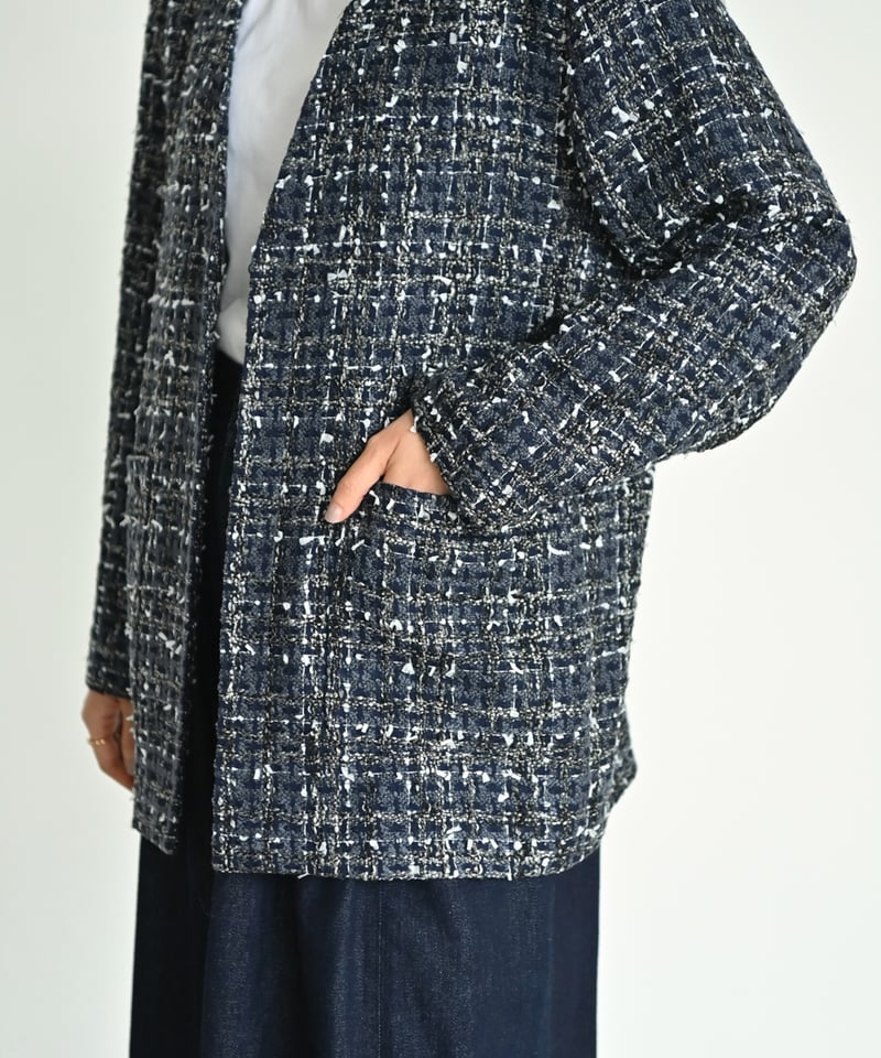 yori ミックスツイードジャケット　ネイビー 8/29-9/5予約販売＞ミックスツイードジャケット(10/下~11/上発送