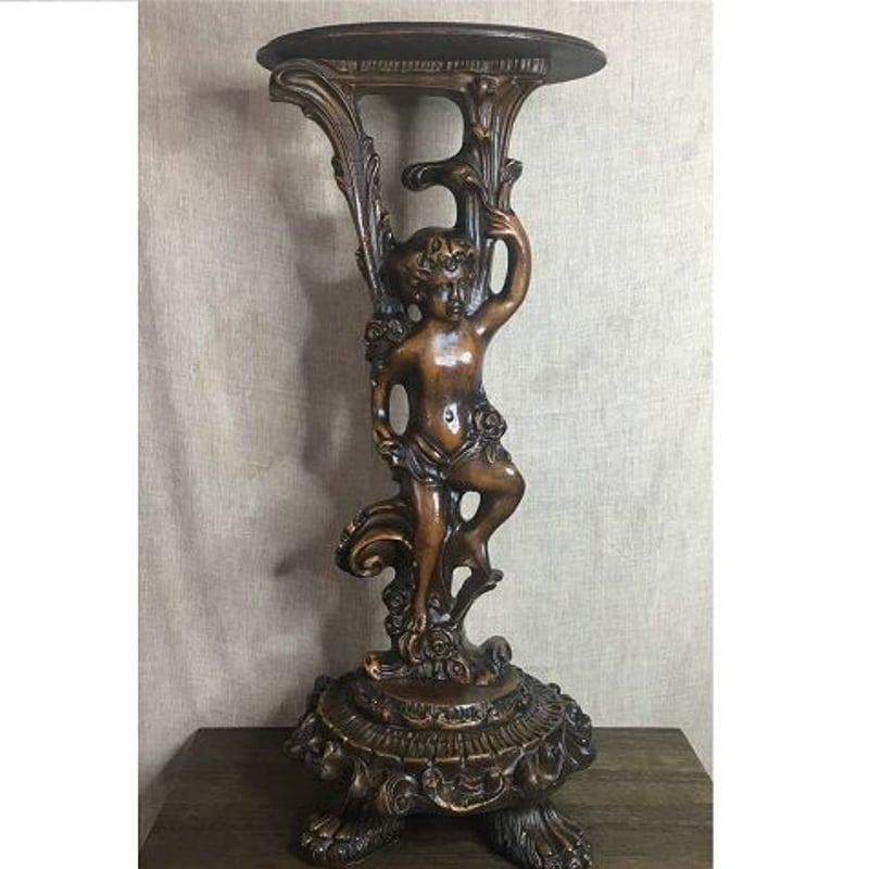 日光彫り、美しい薔薇のサイドテーブル、花台 【公式通販】