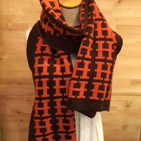 エルメスHERMES　H柄カシミヤマフラー
