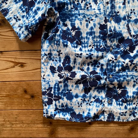 gramicci tiedye hibiscus printed aloha shirt