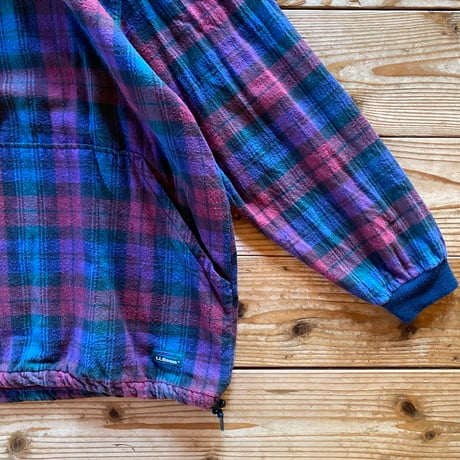 L.L.Bean check hooded shirt