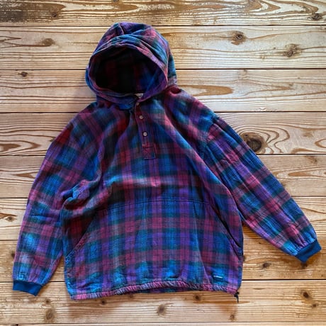 L.L.Bean check hooded shirt