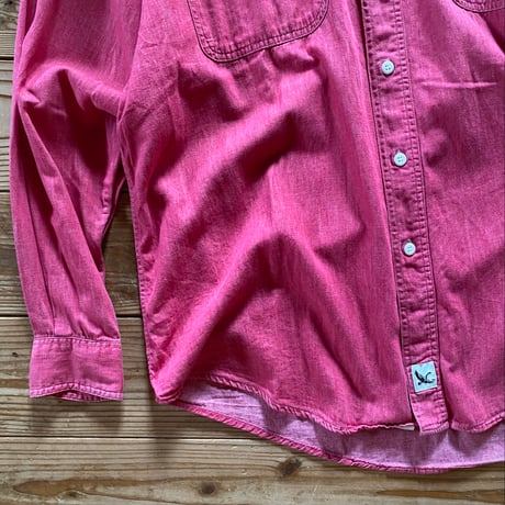 eddie bauer red chambray work shirt