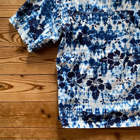 gramicci tiedye hibiscus printed aloha shirt