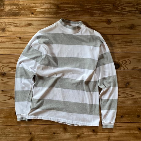 LANDS'END stripe mock neck tee