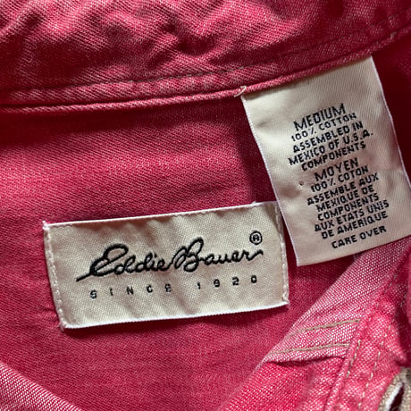 eddie bauer red chambray work shirt