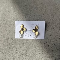 gold× pearl デザインピアス