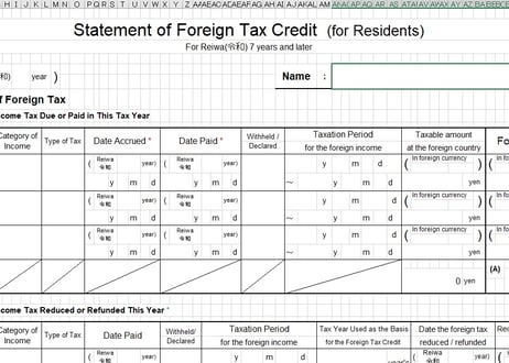 Excel Template of Foreign Tax Credit