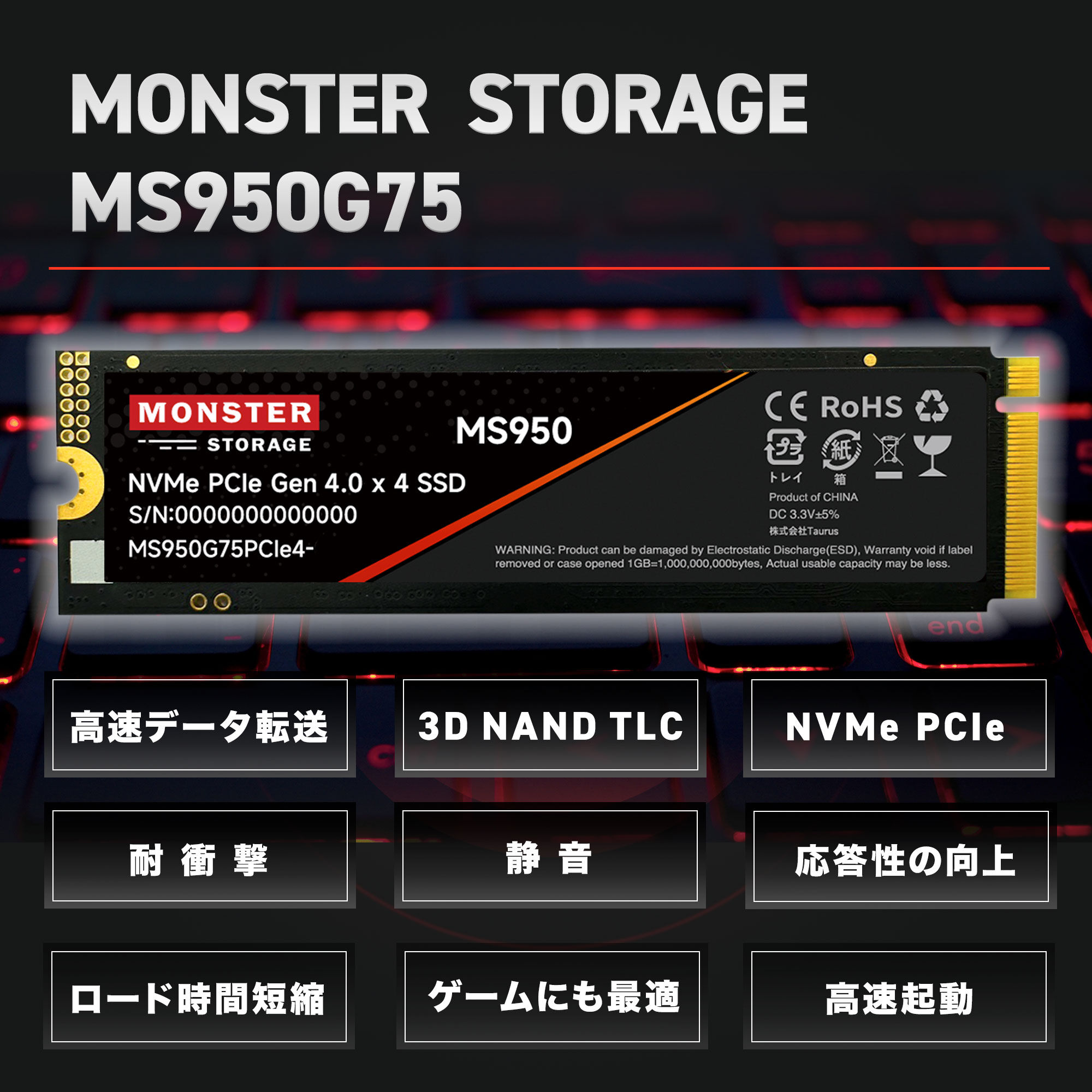 Monster Storage(モンスターストレージ) 内蔵SSD NVMe PCIe Gen