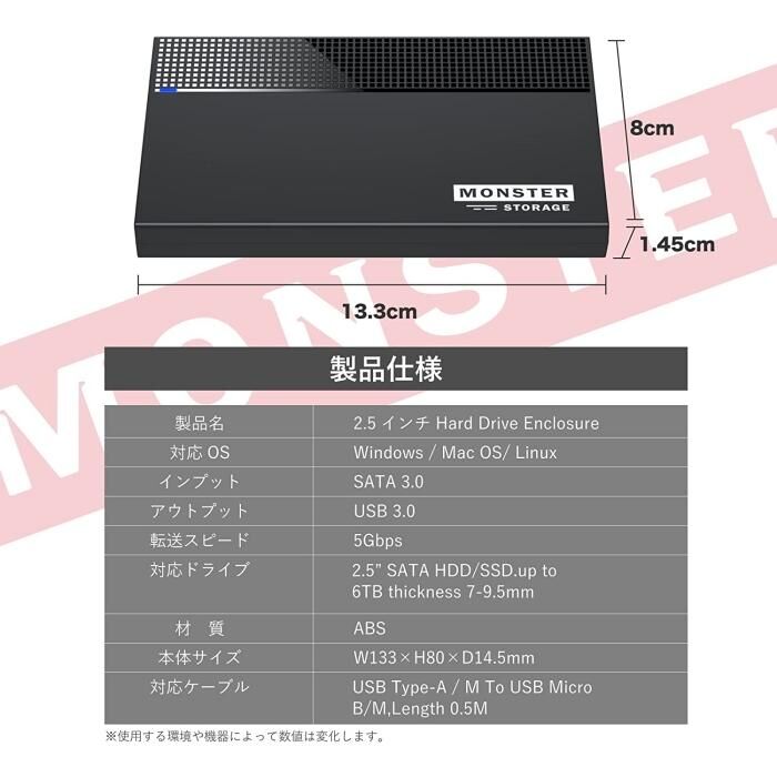 Monster Storage(モンスターストレージ) 2.5インチ SSD 外付けケ ース