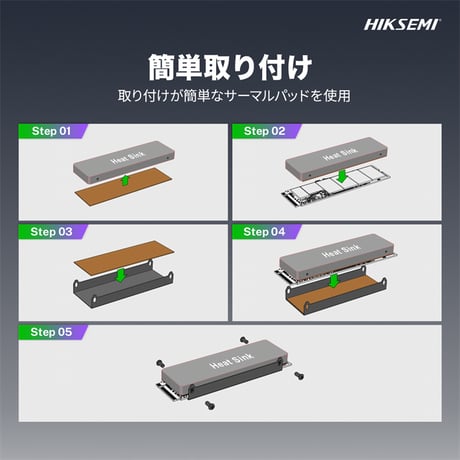 HIKSEMI M.2 2280mm SSD両面ヒートシンク PC / PS5用 熱暴走抑制 M.2 PCIE NVMe SSD HS-RADIATOR-MH1