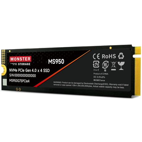 Monster Storage(モンスターストレージ) 内蔵SSD NVMe PCIe Gen 4×4 PS5確認済み 国内5年保証【送料無料】