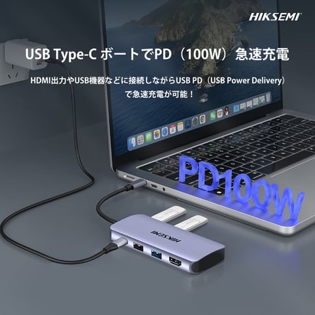 HIKSEMI USB Type-C ハブ 11in1 100W USB Power Delivery 対応 USB-Cポート 4K (30Hz) 出力対応 HDMIポート 5Gbps 高速データ転送