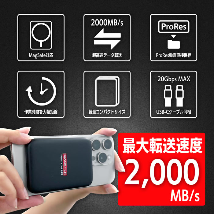 Monster Storage マグネット式 ポータブルSSD 1cmスリムボディー USB3