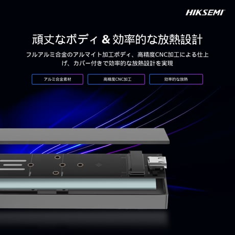HIKSEMI M.2 SSD 外付けケース RGBライディング フルアルミ筐体 NVMe/SATA両対応 USB3.2 Gen2 10Gbps 高速転送 UASP対応 B＆M-key