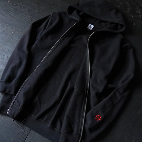 gm. Emb. Zip Hoodie- Black