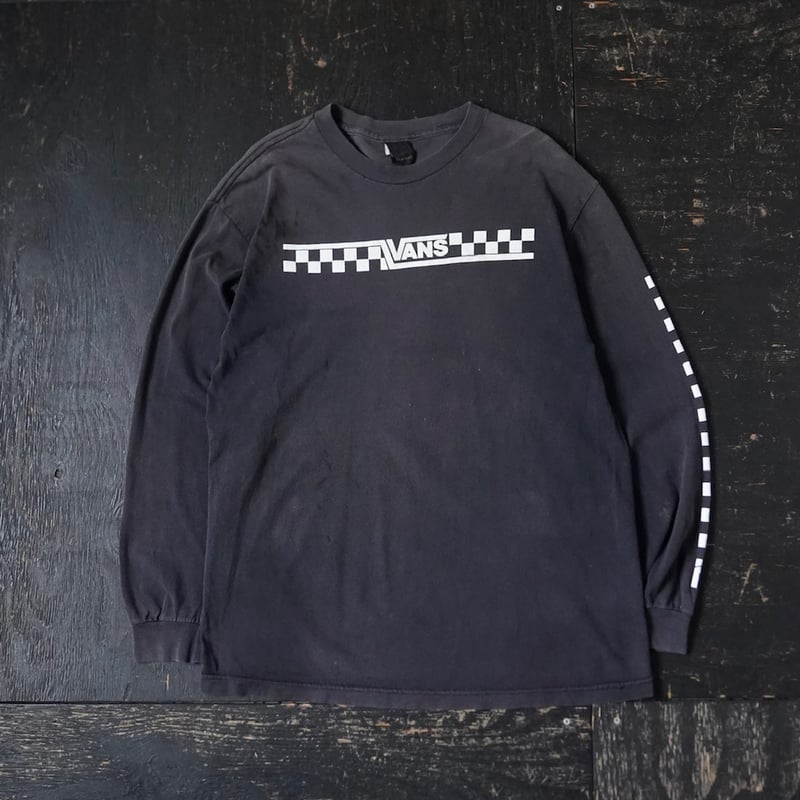 90s? old vans 袖ロゴチェッカーロンT スカルパイレーツ Vans Checker Print L/S T-shirt (90s L) | globul
