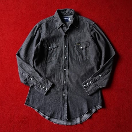 80s Wrangler Western Shirt - Black Denim