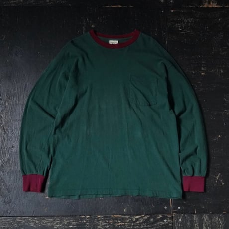 L.L. Bean 2 Tone Long Sleeve T-Shirt (80-90s L made in USA)