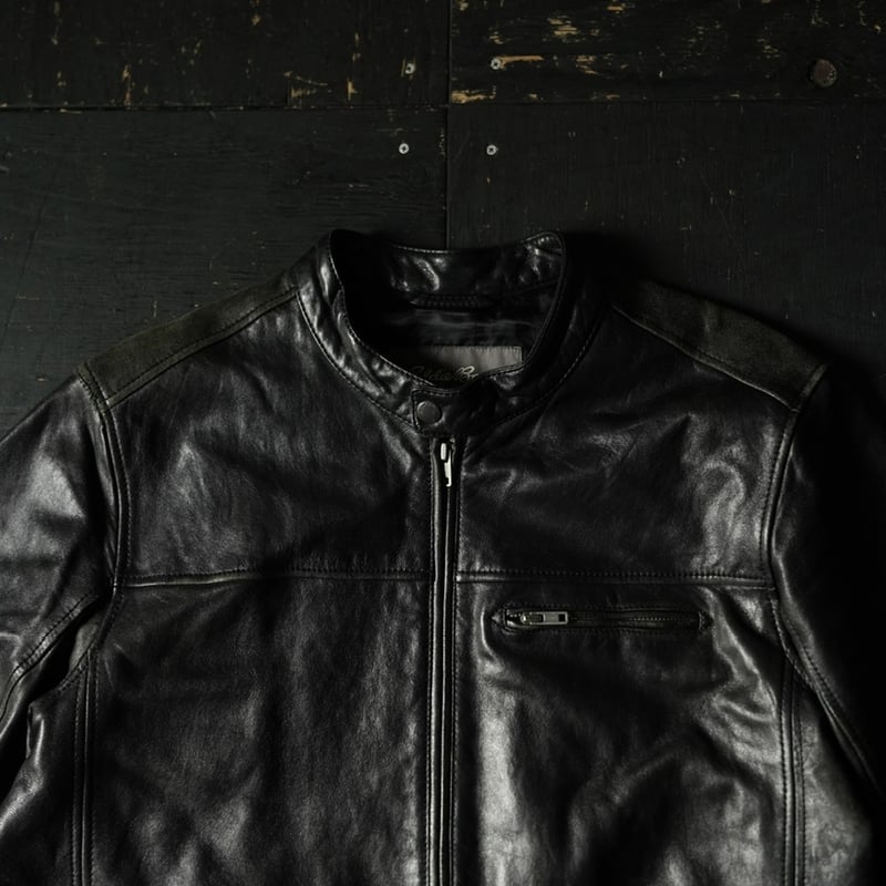 Eddie Bauer ブラック レザー シングルライダースジャケット 羊革 Eddie Bauer Single Riders Jacket (90-00s L) | g