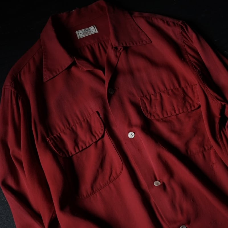 トップス 50s arrow rayon shirt 50s ARROW RAYON GABARDINE SHIRT with EMBROIDERY | 古着屋