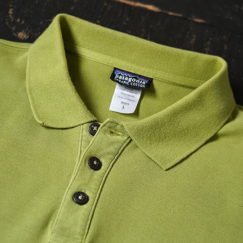 00s パタゴニア　ヘンプシャツ　ココナッツボタンフェード感◎ 黄緑　Lサイズ Patagonia Organic Cotton Polo Shirt (00s L) | g