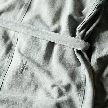 Vintage Black Chambray Tielocken Coat (about 40-50s France)