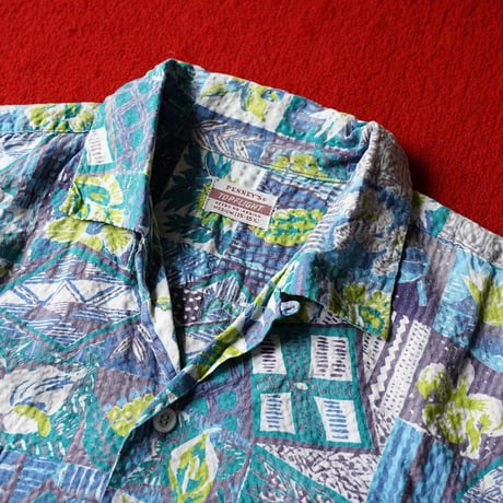 50-60s Penny's Open Collar shirt - Seersucker