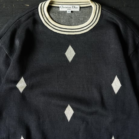 Christian Dior Cotton Knit Jacquard Sweater (80s L made in USA)