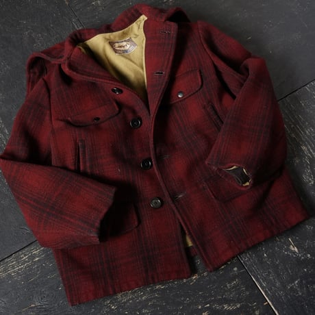 Carter's Ombre Plaid Wool Hooded Coat (50-60s about M Union Made )