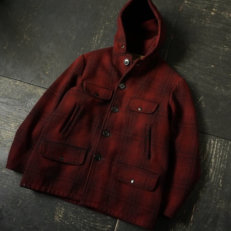 Carter's Ombre Plaid Wool Hooded Coat (50-60s about M Union Made )