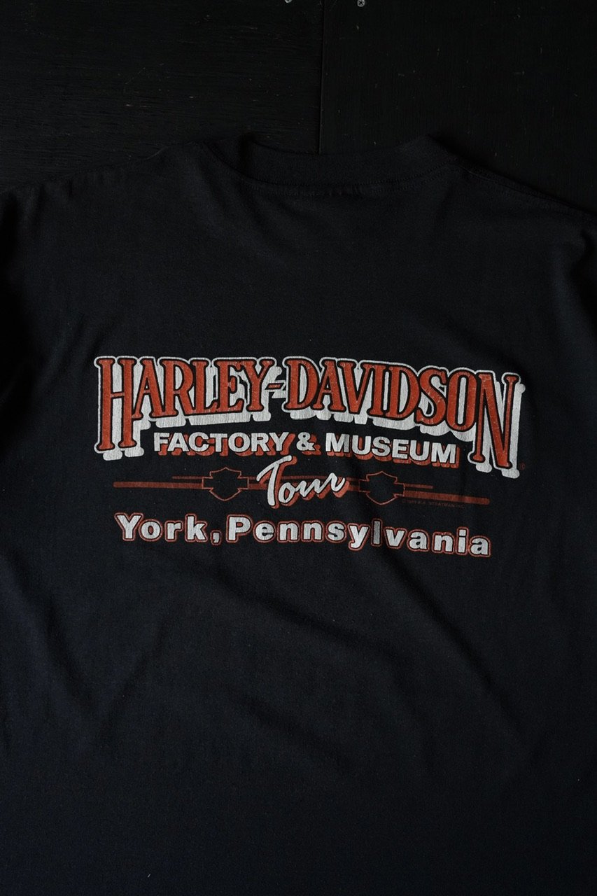 Harley Davidson Printed T-Shirt(80s XL 袖シングルステッ