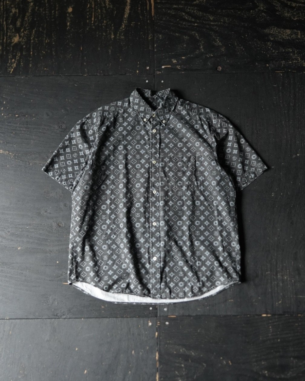 OLD STUSSY モノグラムシャツ Mサイズ ヴィンテージ パロディ