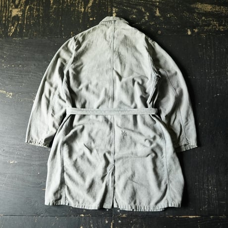 Vintage Black Chambray Tielocken Coat (about 40-50s France)