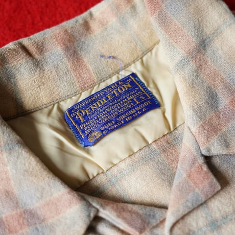 70s Pendleton Wool Plaid Open Collar Shirt