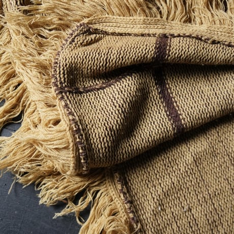 Cotton Knit Fringe Poncho (90s Free size)