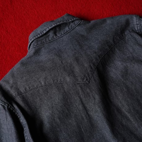 80s Wrangler Western Shirt - Black Denim