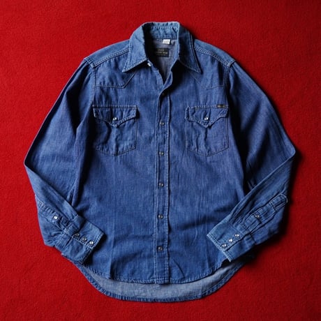 60s-70s  Sears ROEBUCKS Western Shirt - Blue Denim