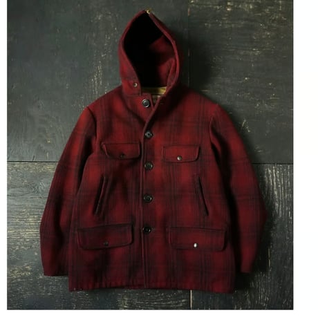 Carter's Ombre Plaid Wool Hooded Coat (50-60s about M Union Made )