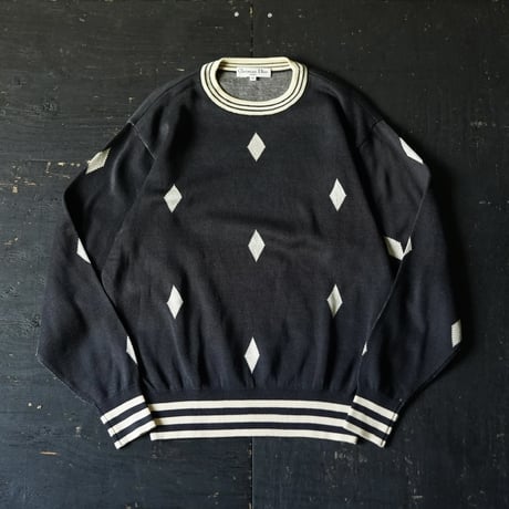 Christian Dior Cotton Knit Jacquard Sweater (80s L made in USA)