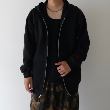 gm. Emb. Zip Hoodie- Black