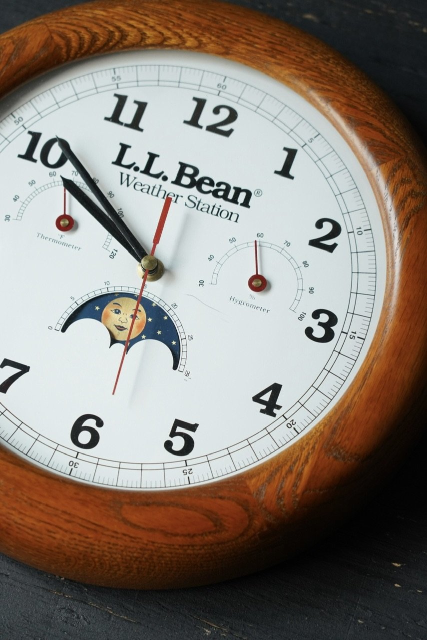 L.L. Bean Weather Station 掛け時計 L.L.BEAN WOOD WALL CLOCK WEATHER STATION  | Home Decor