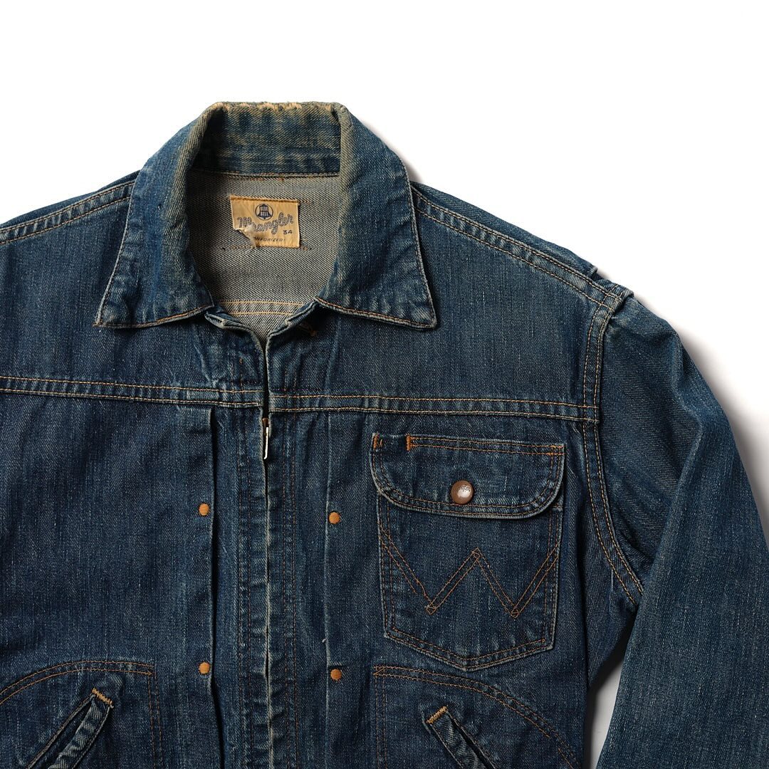 Wrangler 60s USA製 縦ベル 11MJZ ライナー付き ジージャン 60's Wrangler 縦ベル 11MJZ デニムジャケット 良雰囲気 表記(44