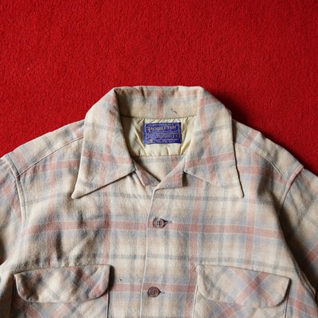 70s Pendleton Wool Plaid Open Collar Shirt