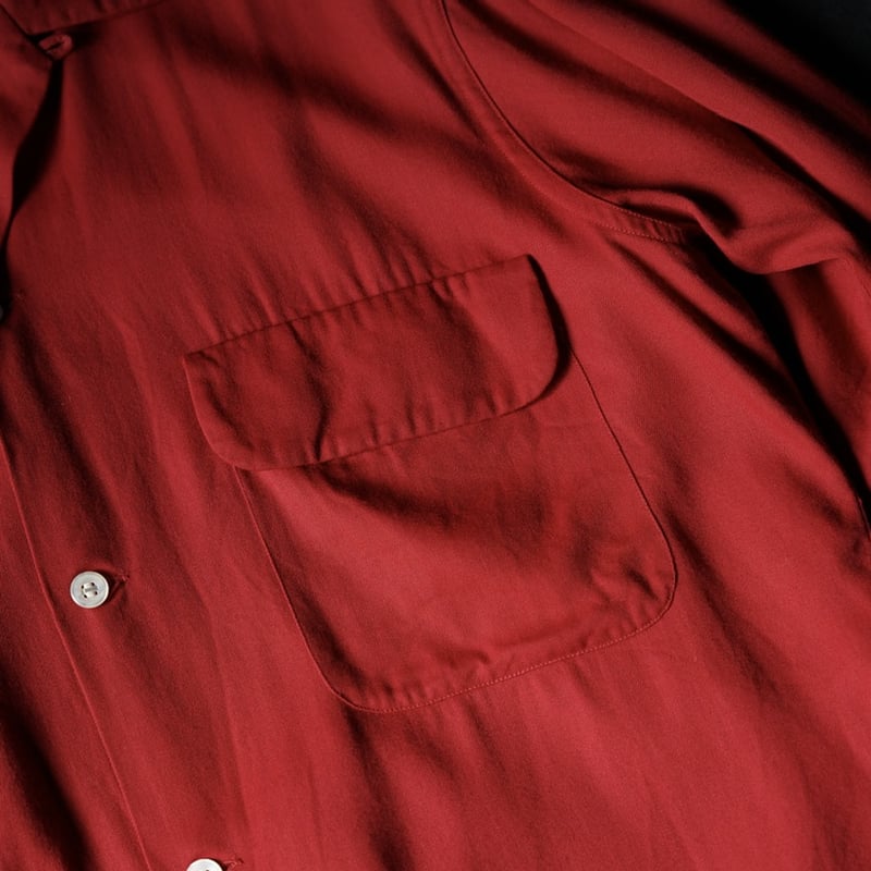 トップス Special 50s\"Arrow\"rayon gabadine shirts 40s 50s ARROW BLANK PLAIN GREEN RAYON GABARDINE SQUARE SHIRT