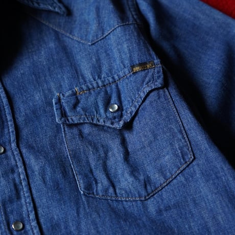 60s-70s  Sears ROEBUCKS Western Shirt - Blue Denim