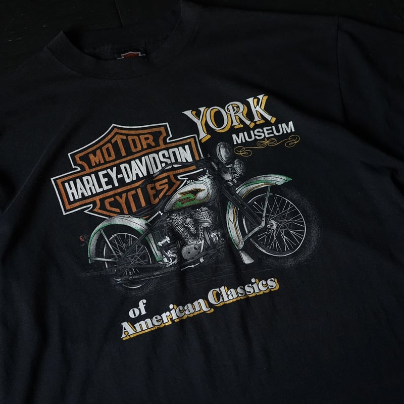 Harley Davidson Printed T-Shirt(80s XL 袖シングルステッ