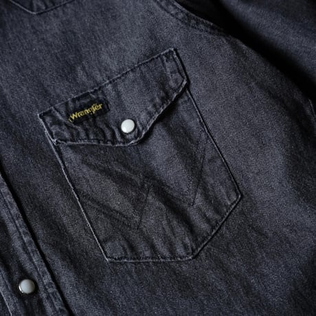 80s Wrangler Western Shirt - Black Denim