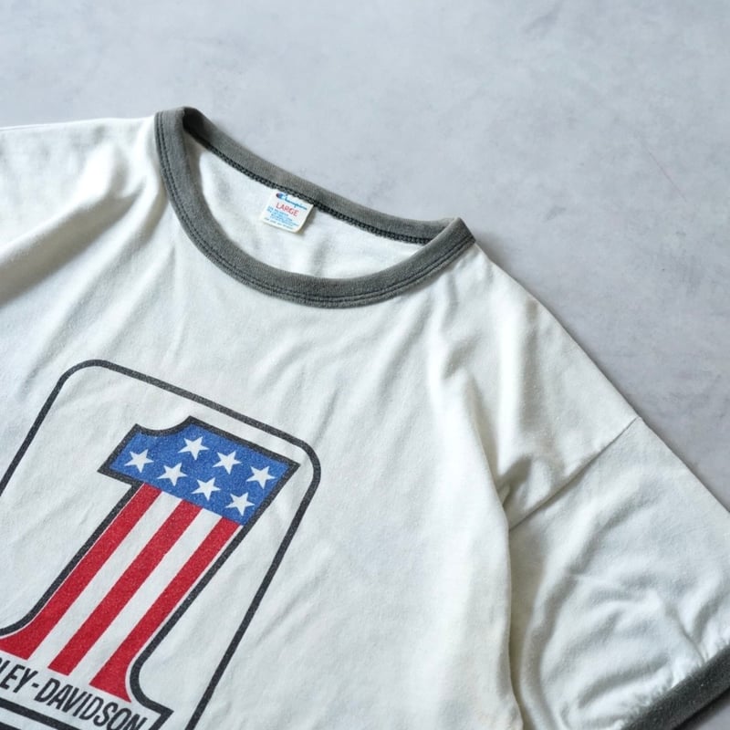 Harley Davidson No.1 Print Ringer T-Shirt (80s